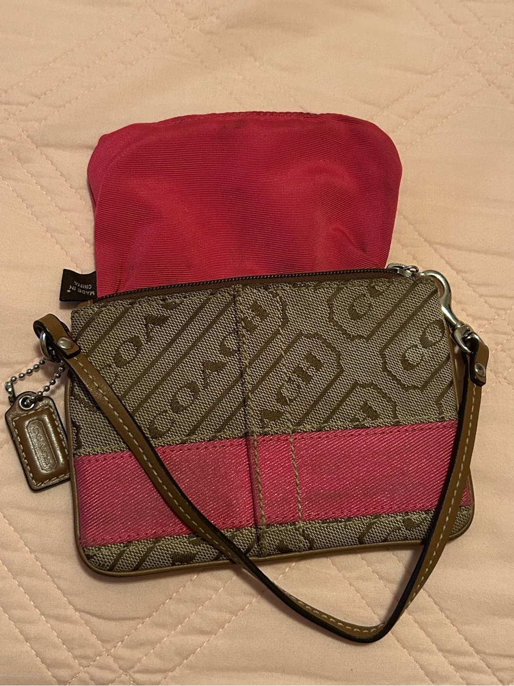 Coach Signature Stripe Wristlet - Picture 3 of 7